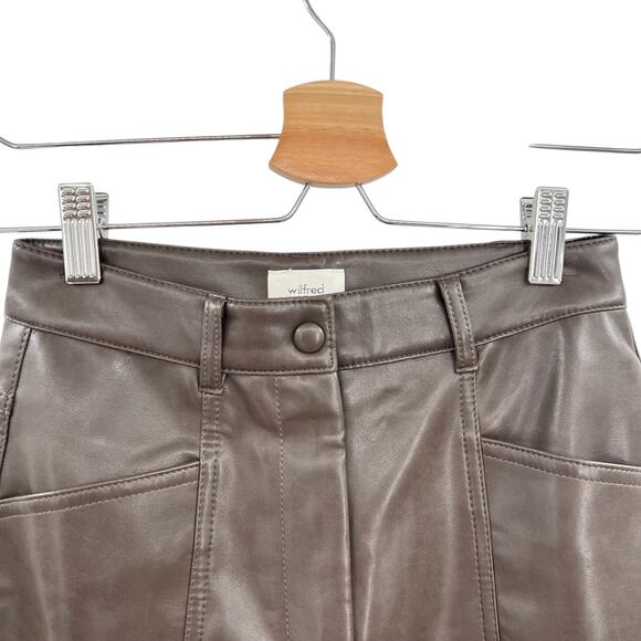 Aritzia Wilfred Rebel Pants Vegan Faux Leather Straight Leg Brown Size 0 - Picture 5 of 13